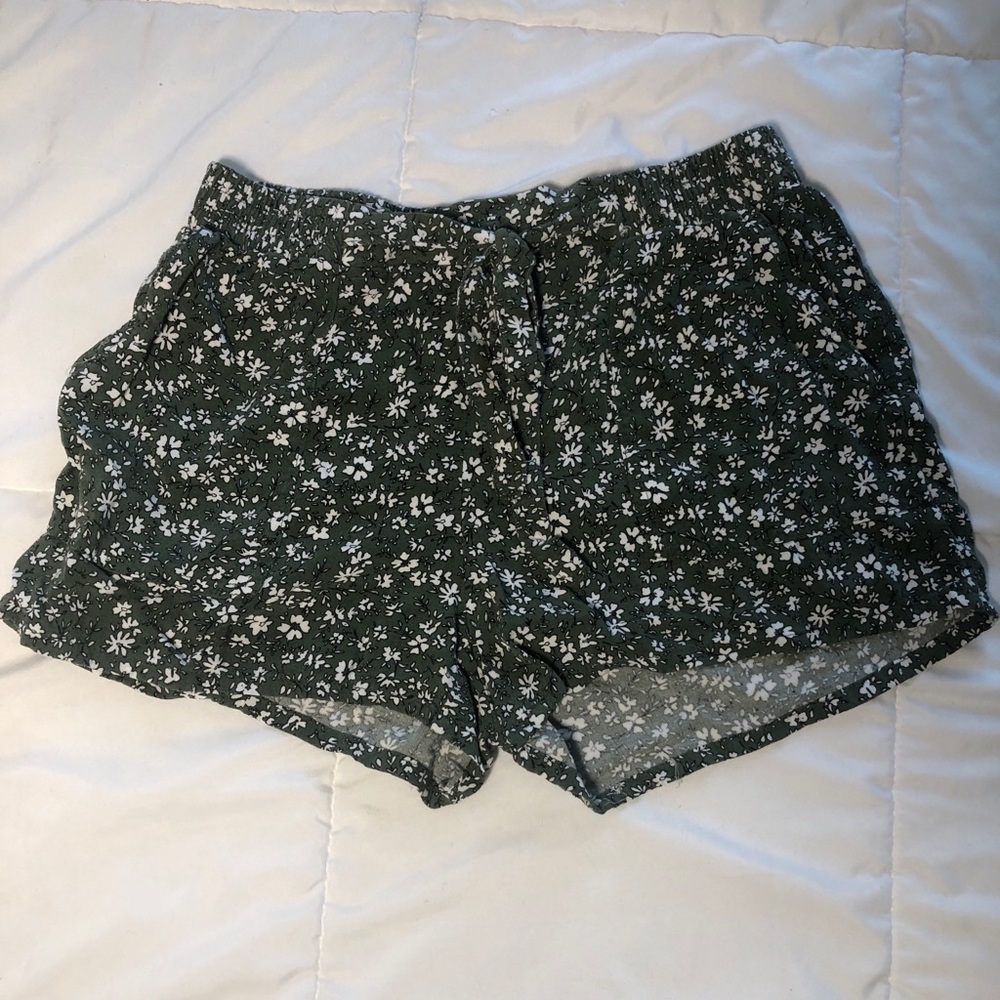 Flowy green floral pants